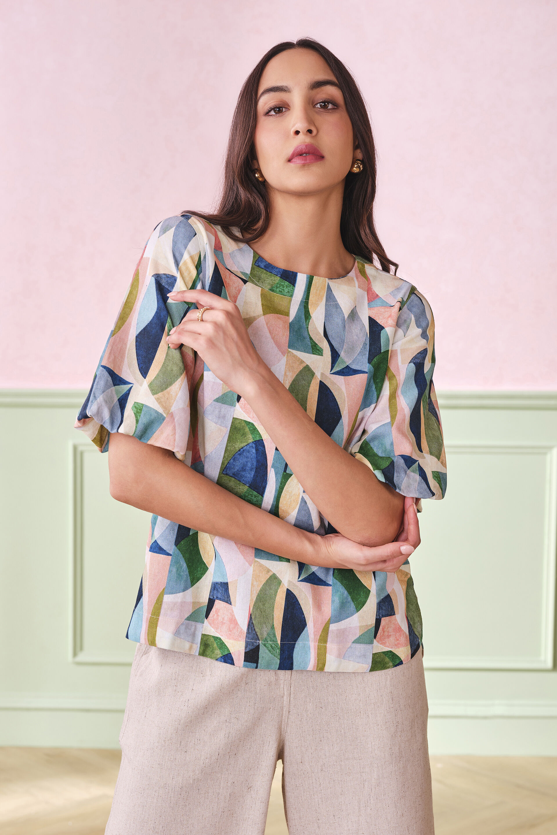 Geo Penchants Viscose Blend Top, Multi Color, image 4